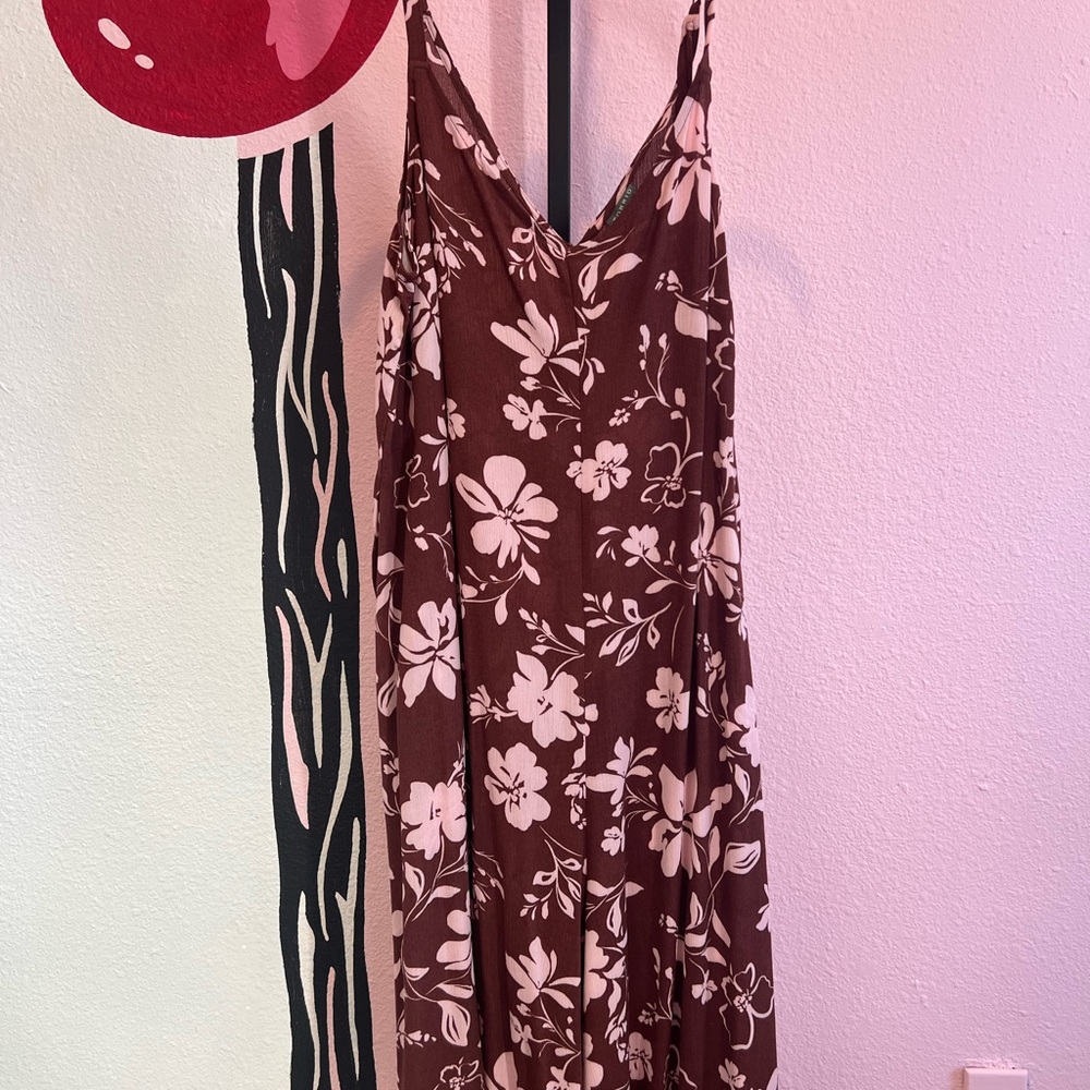 *NEW* Torrid Chocolate Floral Drape Leg Cover Up Jumpsuit Size 1x/14-16